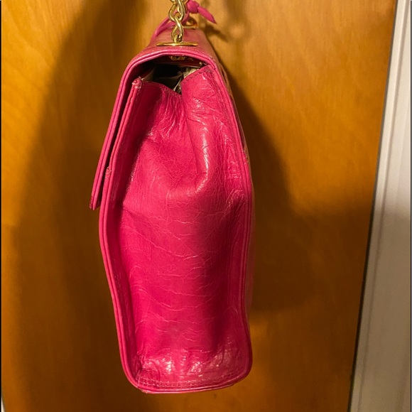 Hot Pink Leather Hand Bag - Picture 4 of 6
